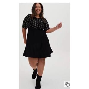 Torrid Black & Gold Intarsia Sweater Skater Dress Plus Size 6X